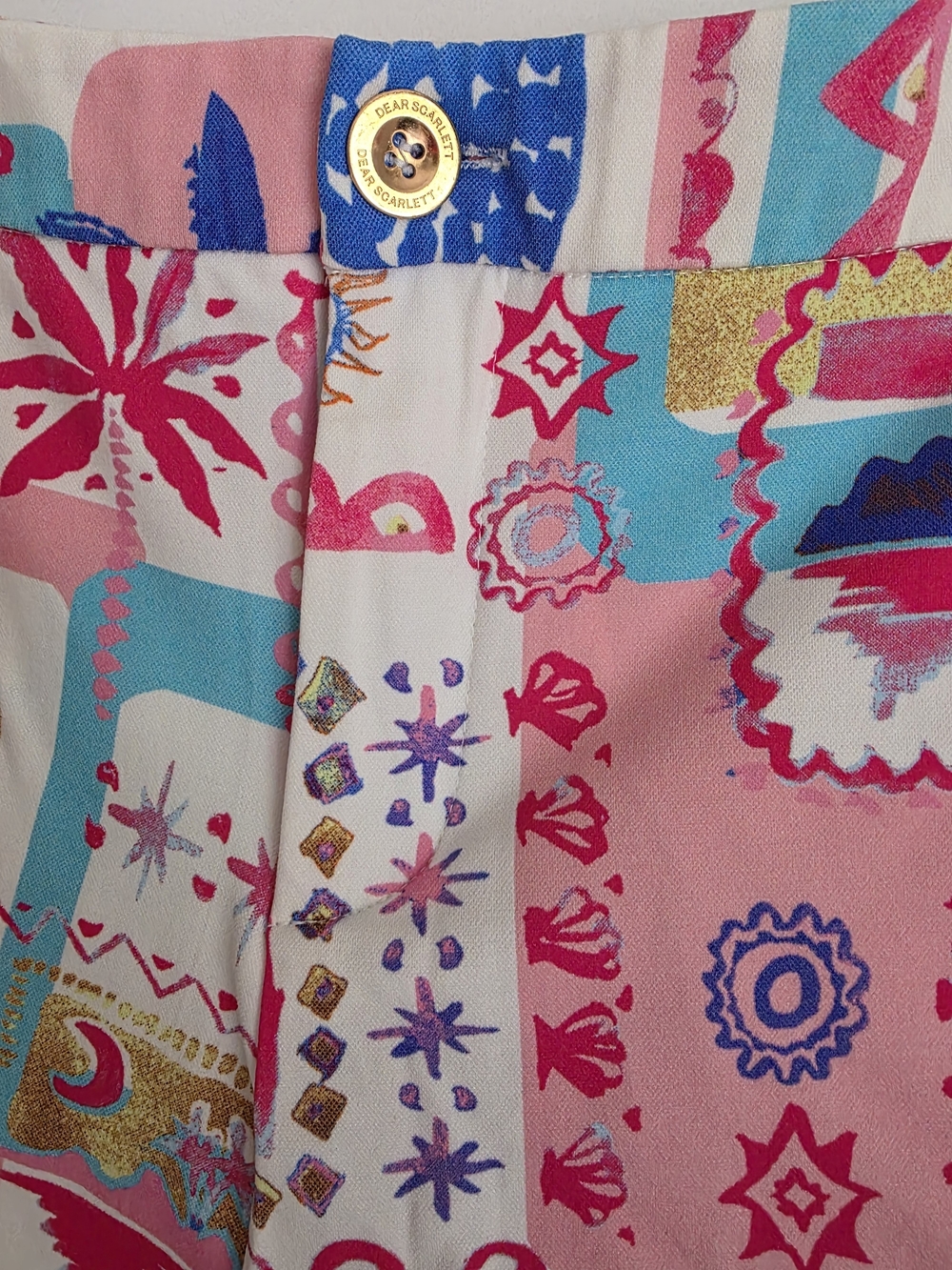 Dear Scarlett Tropical Patchwork Shorts in Pink & Blue L And M Available - Picture 2 of 10